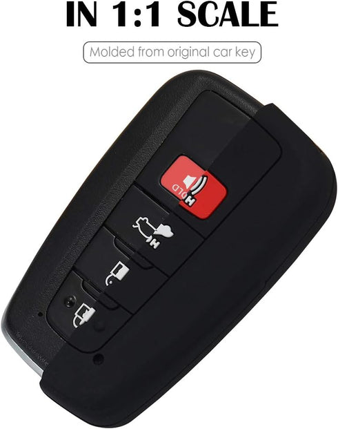 Lcyam Silicone Key Fob Cover Compatible with Toyota 4Runner RAV4 XLE Highlander XSE Camry SE Prius CHR Corolla ( Black Blue, 4 Button)...