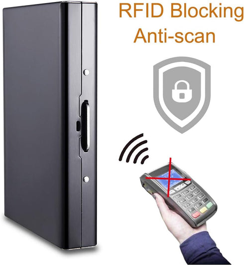 EASTNIGHTS RFID Credit Card Holder Protector Metal Credit Card Wallet Business Card Holder for Men Women Gift Box Package (Black)...