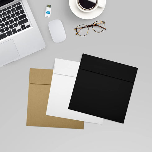 LUXPaper Square Invitation Envelopes | Peel & Press | 5 1/2" x 5 1/2" | Midnight Black | 80lb. Text | 50 Qty...