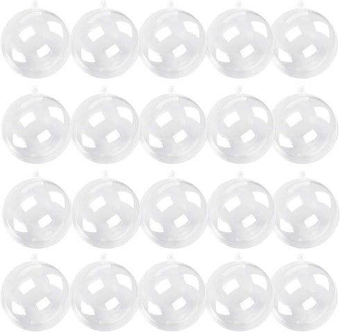 Kingrol 20 Pack 4-Inch Clear Plastic Fillable Ornaments Ball, for Christmas, Wedding, Party, Home Decor...