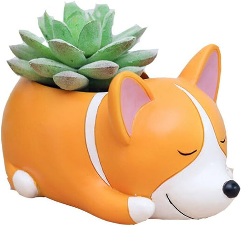 Corgi Gift Planter Flowerpot Resin Succulent Planter Desk Mini Ornament (Crogi dog)...