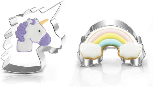 3-Piece Unicorn Cookie Cutter Set, Stainless Steel Unicorn, Rainbow & Head Shapes, Dishwasher Safe...