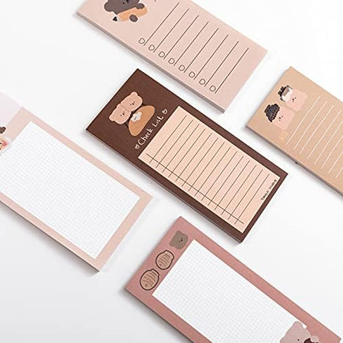 ANKOMINA 5 Pack Cute Cartoon Bear Memo Notes Writing Pads Scarpbook Message Notes Notepads Chesk List to Do List Memo Stationery Office School Sup...