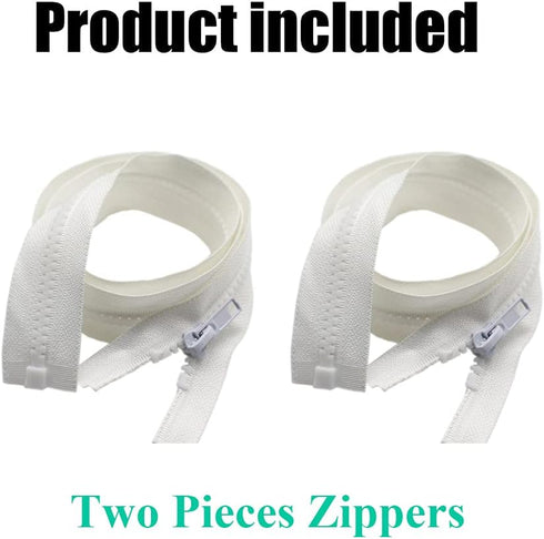 YaHoGa 2PCS 7 Inch #5 Separating Jacket Zippers for Sewing Coats Jacket Zipper White Molded Plastic Zippers Bulk (7" White)...
