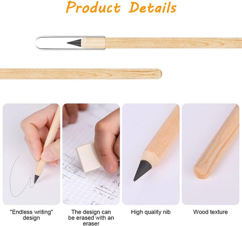 AUAUY 6 PCS Inkless Pencil, Infinity Pencil, Reusable Everlasting Pencil, Erasable Portable Pencil, Technology Unlimited Eternal Pencil for Writin...