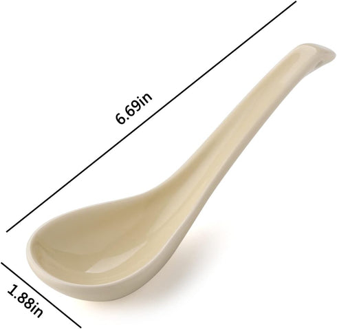 Asian Soup Spoons Chinese Ceramic Soup Spoon Set of 4 Porcelain Ramen Soup Spoons Dinner Spoons for Dumpling Ramen Cereal Appetizer Noodles Udon P...