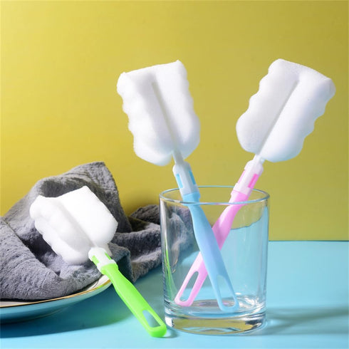 3PCS Bottle Brush,Bottle Washer Set Long Sponge Bottle Cleaning Brushes Baby Bottle Cleaner Brush, Nipple Brush, Blue, Green, Pink...