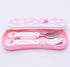 Kakao Friends - Easy Washing Clean 304 Stainless Steel Spoon & Fork (1.1 inch x 5.6 inch) with Wide Case Tableware Set for Kids, Pink (Little Apea...