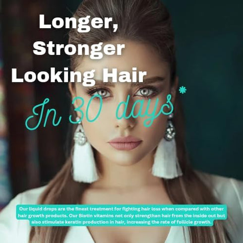 Liquid Collagen - Hyaluronic Acid, Biotin -Skin Hydration, Hair Growth, Nail Strength - Anti-Aging Beauty Serum Supplement - Drop form...