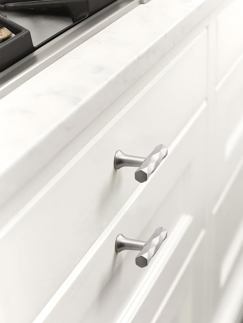 Brushed Nickel Cabinet Knobs 2 Pack Hammered Silver Cabinet Handles Decorative Kitchen Drawer Dresser Cupboard Bathroom Vanity Cabinet Hardware Rh...
