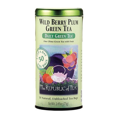 The Republic of Tea Wild Berry Plum Green Tea, 50-Count...