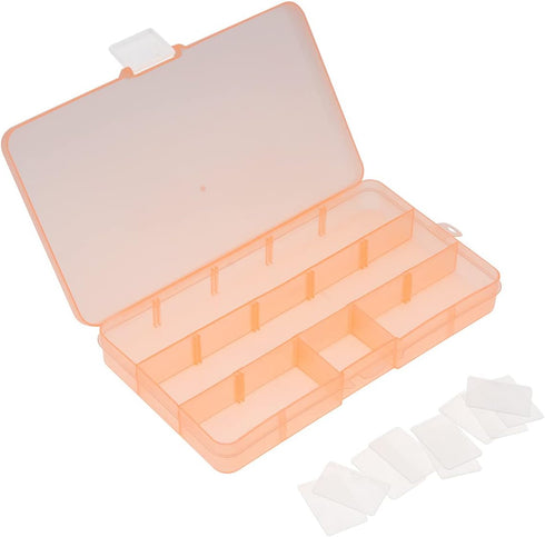 OriGlam Plastic Storage Case Container with Adjustable Dividers, Small Clear Plastic Bead Storage Box with 15 Grids for Jewelry Craft Beads Bolts ...