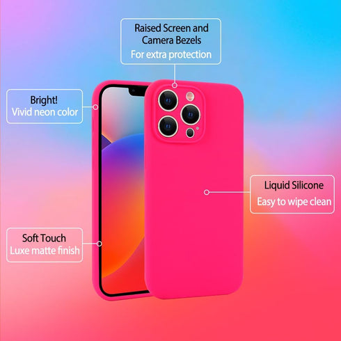 Silicone Phone Case Compatible with iPhone 15 Pro Max Case, Neon Pink Silicone Sling Wristband Phone Case, Liquid Silicone with Anti-Scratch Micro...