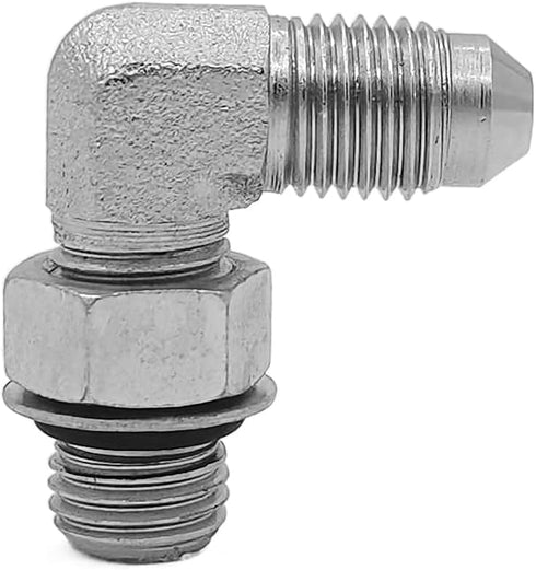 (2-PACK) 6801-06-06-NWO Hydraulic Hose Adapter Fitting 3/8"Male JIC 37° Flare(9/16-18 UNF)×3/8"Male Adjustable Nut O-Ring Boss(9/16-18 UNF) 90°Elb...