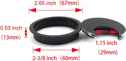 1pc 2-3/8 inch (60mm) Metal Desk Grommets with Brush Open for Managing and Hiding Wire Cord Cable Hole Cover Office PC Desk Cable Cord Organizer Z...