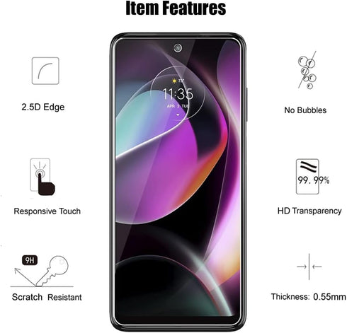 (3+3 For Motorola Moto G 5G 2022 (3 Pack) Tempered Glass Screen Protector and (3 Pack) Camera Lens Protector, 9H Hardness, 2.5D, Anti Scratch, HD ...