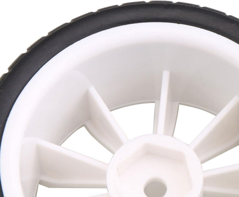 Mxfans 12mm Hex White Plastic 10-Spoke Wheel Rims & Black Fish Pattern Rubber Tires for RC 1:10 On Road Racing Car Pack of 4...