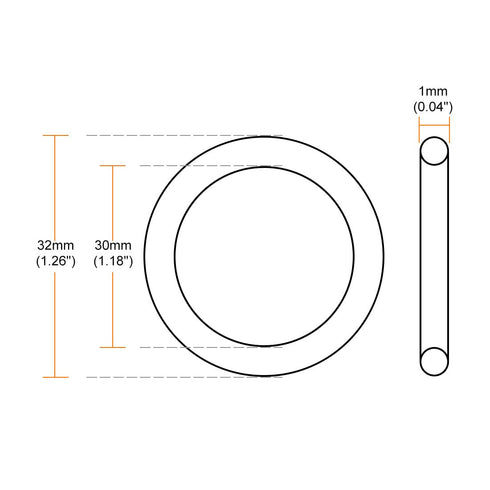 uxcell Fluorine Rubber O-Rings, 32mm OD 30mm ID 1mm Width FKM Seal Gasket for Machinery Plumbing, Green, Pack of 20...