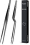 10-inch Cooking Tweezer and Offset Tweezer Set, Tongs Precision Serrated Tips, Stainless Steel Professional Chef Tweezer Kitchen Tools for BBQ, Pl...