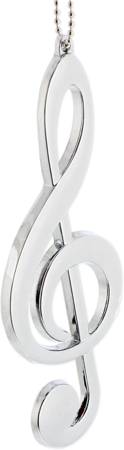 The Bridge Collection 5" Silver Treble Clef Car Charm- Car Ornament- New Driver Gifts- Band & Music Teacher Gift- Band Students- Choir Singers- Fu...