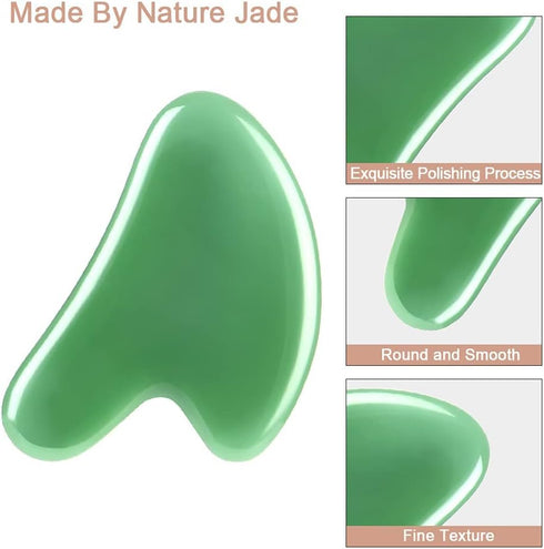 Gua Sha Massager Tool, 2 Pcs Natural Jade Stone Guasha Board, Gua Sha Scrapping Massager Stones for Physical Therapy and SPA Acupuncture Therapy, ...
