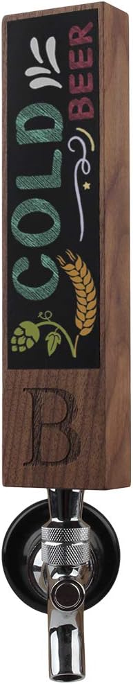Monogrammed B Chalkboard Beer Tap Handle for Home Brew Kegerators, Home Bar, Kegerator Tap Handles, Gift for Him, 8 Inch Tall Walnut Wood...