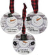 Set of 3 Snowman Shiplap Style Christmas Wood Ornaments - Close to Heaven Down to Earth - Wishing You a Snowy White Christmas - Flakes Run in Our ...