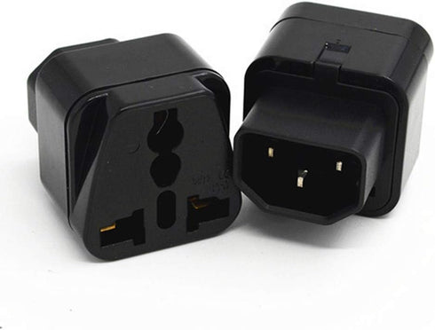 ANRANK IC141320AK UPS IEC C14 to Universal Female EU US UK AU C13 Socket Power Adapter AC Plug (2 Pack)...