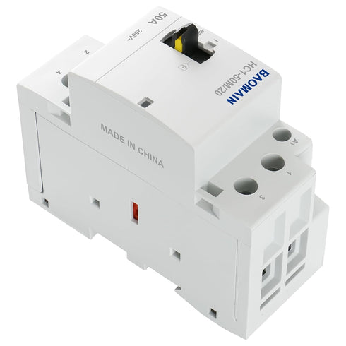 Baomain Manual Household AC Contactor 50A 110V AC Coils 2 Pole 50/60Hz Modular Contactor Circuit Control 35mm DIN Rail (HC1-50M/20_2NO_2P)...