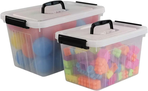 Obstnny 12 Quart&6 Quart Plastic Latching Box With Handles, Clear Storage Bins with Lid...