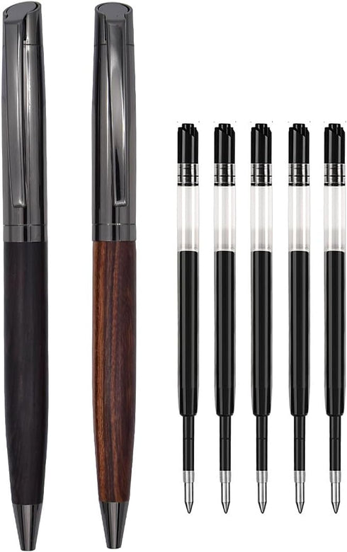 Wood Ballpoint Pen Set Elegant Fancy Writing Pens Wooden Pen Black Ink Pens Graduation Gift Pen with 4 Extra Refills...