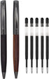 Wood Ballpoint Pen Set Elegant Fancy Writing Pens Wooden Pen Black Ink Pens Graduation Gift Pen with 4 Extra Refills...