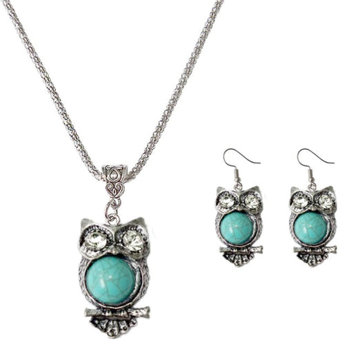 Caiyao Bohemian Turquoise Beaded Butterfly Owl Peacock Waterdrop Teardrop Pendant Necklace for Women Vintage Animal Statement Drop Dangle Earring ...