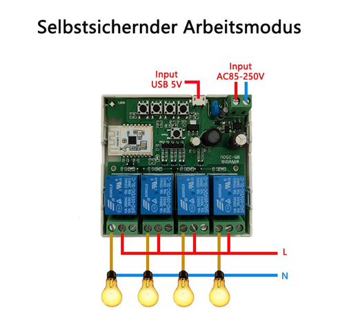 Jane Eyre eWeLink 4 Channels Wireless Smart Switch USB 5V/AC85V-250V Smart WiFi Relay Switch Module with Housing, Using Bluetooth Networking, for ...