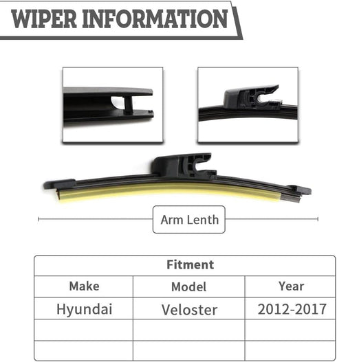 (Pack of 2) Rear Wiper Blade Set Replacement for Hyundai Veloster 2012-2017,Turbo Back Windshield Window,Rear wiper Accessories Factory OE Style 9...