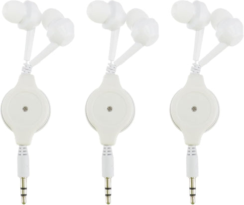 Hemobllo Retractable Earphones - 3 Pcs Wired in Ear Headphones 3.5mm Jack Stereo Wired Earbuds Retractable Wired Earphones for Phones Laptops......