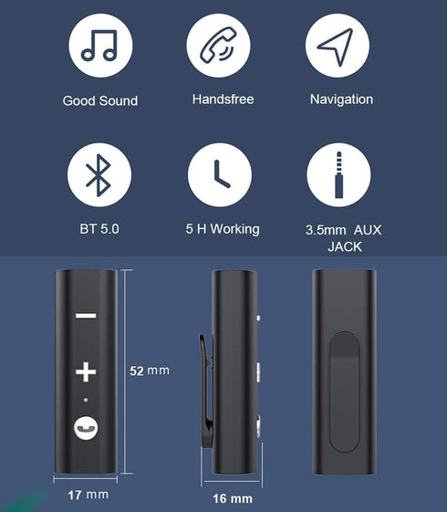 Aux Bluetooth Adapter for Car, Bluetooth 5.0 Car Adapter, 3.5mm Jack Aux Bluetooth Receiver for Home Audio/Car Audio Stereo System/Headphones...