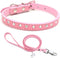 Puppy Collar and Leash with Bling Diamond, Pretty Crystal Sparkly Rhinestone Glitter Jewel Girls Cat Collars for XXS Xs Small Medium Pet Female Do...