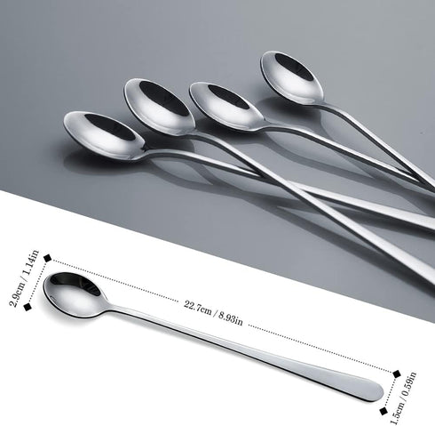 IQCWOOD Long Handle Iced Tea Spoons, 9-Inch Long Handle Tea Spoons, Coffee Spoon, Ice Cream Spoon, Stirrers Spoons, Stainless Steel Cocktail Stirr...