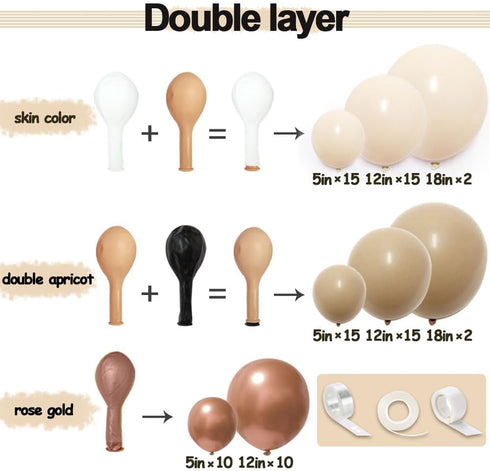 Blush Ivory Balloons Garland Double Stuffed Nude Brown Cream Balloon Pastel Beige Peach Rose Gold Boho Balloons Arch kit for Bridal Engagement Bab...