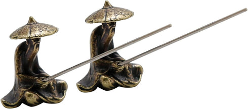 2pcs Miniature Garden Decoration Set, Copper Fisherman Figurines, Kiang Taigong Fishing Models, Chinese Mudman Sitting Fishing for Garden & Patio ...