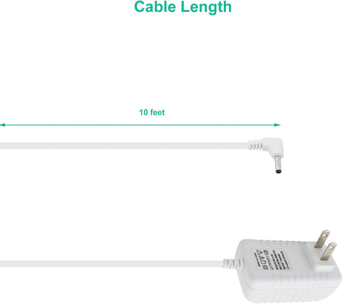 10 FT Baby Monitor Charger for HelloBaby HB30, HB66, HB50, HB6550, ANMEATE SM24, SM935E Power Adapter Charging Cable Cord...