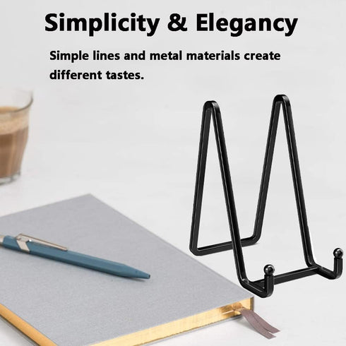 2 Pack Plate Stands for Display - 4.5 Inch Metal Square Wire Plate Holder Display Stand Picture Frame Stand Holder Easel for Book, Decorative Plat...