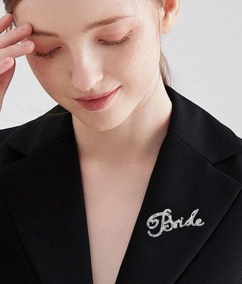 Rhinestone Bride Brooch Pin for Women Girls Fashion Crystal Letter Wedding Bouquet Brooches Lapel Pins Delicate Dress Accessories Jewelry Gift for...