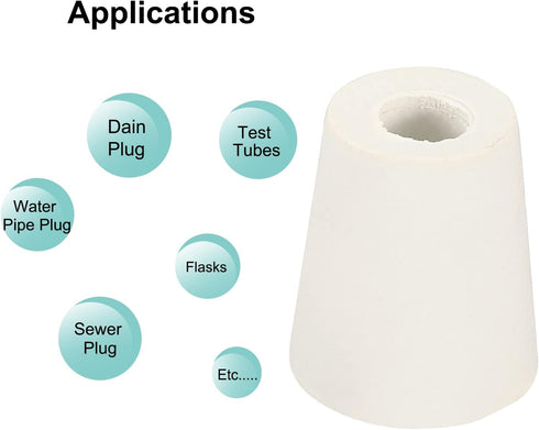 MECCANIXITY Rubber Tapered Plug 17mm to 23mm with Hole Test Tubes Bungs Stopper White for Lab Home 5 Pieces...
