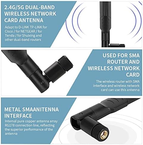 ASHATA Dual Band 2.4GHz 5GHz 8dBi SMA Antenna Omnidirectional for Router RTAC68U EX6200 AC15 AC68U RTAC88U AC88U AC3200 AC66U Network Card...