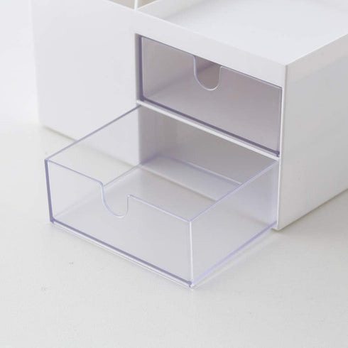 Desktop Storage Organizer Mini Box for Office Supplies Container Pen Holder for Desk Cute Pencil Cup Pot Makeup Brush Holder (White)...