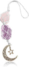Car Hanging Charm Pendant Dangling Moon, Car Charm Dangling Moon Star Rearview Mirror Decorations, Handmade Ornaments Natural Energy Crystal for C...