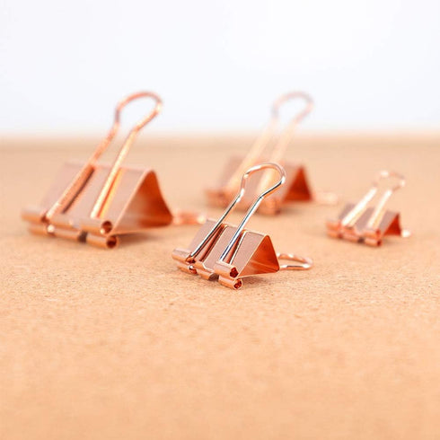 Binder Clip Paper Clamps, Assorted Sizes (Mini, Small, Medium, Large), 100 Pcs Clips for Office School Supplies (Rose Gold)...