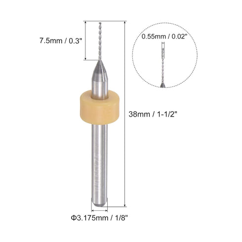 uxcell Micro PCB Drill Bit Set, 1/8" Shank 0.55mm Solid Tungsten Carbide CNC Engraving Print Circuit Board Drill Bits Rotary Tool 10pcs...